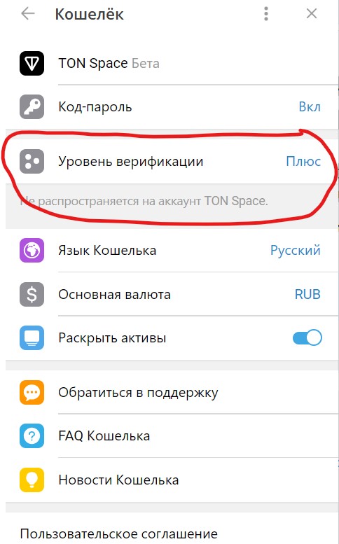 Прохождение идентификации в Кошельке  Telegram